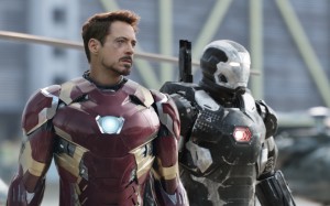 Marvel's Captain America: Civil War L to R: Iron Man/Tony Stark (Robert Downey Jr.) and War Machine/James Rhodes (Don Cheadle) Photo Credit: Film Frame © Marvel 2016